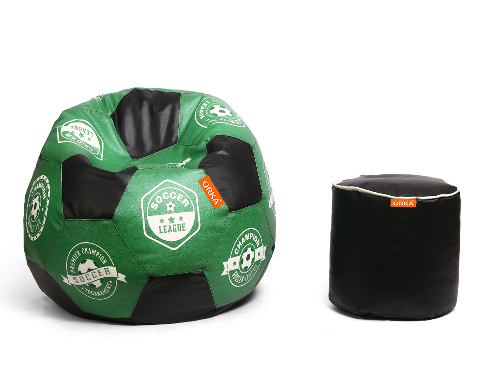 Orka Digital Printed XXL Foorball With Mathching Footstool Filled Bean Bag With Beans (FB47 Multicolor)